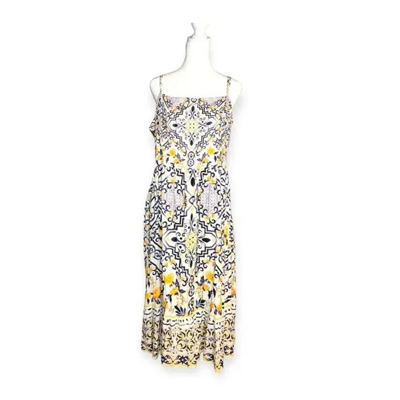 Free People - Bohemian Print Spaghetti Strap Midi Dress with Pockets - Picture 2 of 4